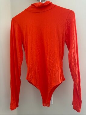 Fashion Nova Long Sleeve Snap Bodysuit - Bright orange